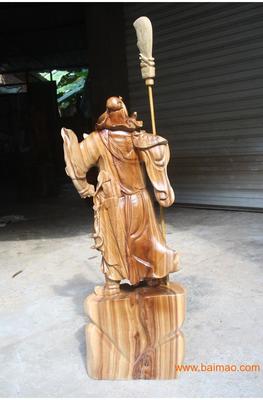 佛緣木雕 香樟木關公武財神擺件，家居古玩的守護神